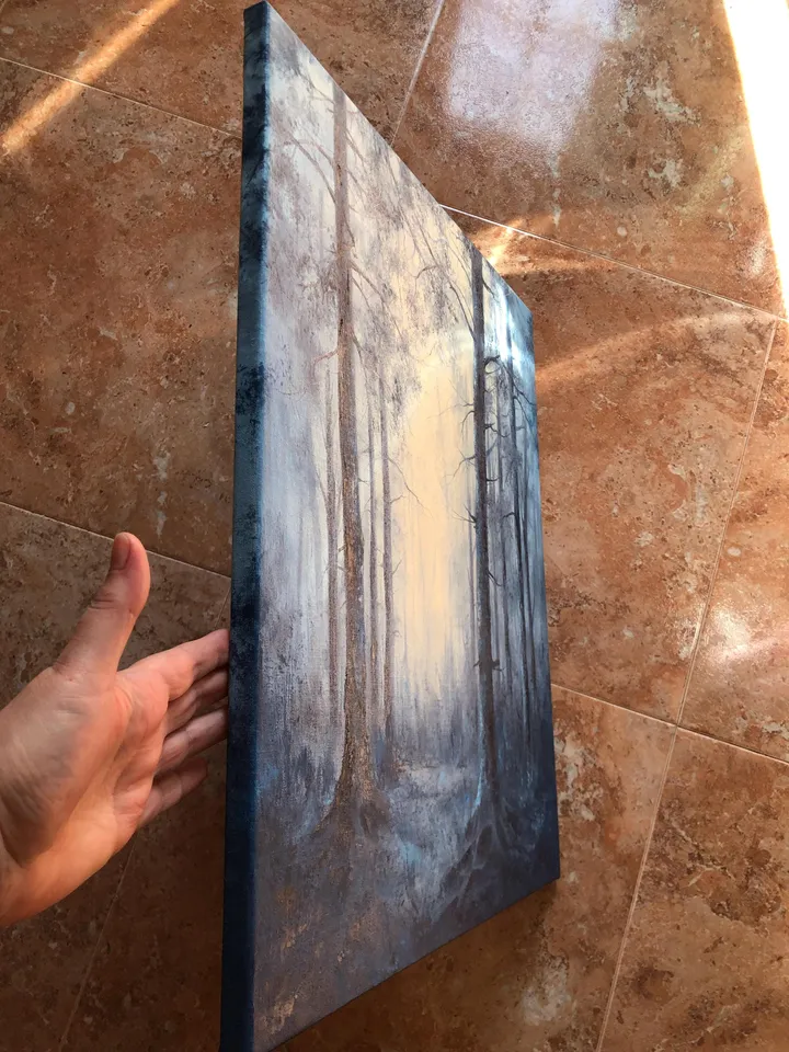 Forest Original Painting Oil Landscape Foggy Forest Wall Art