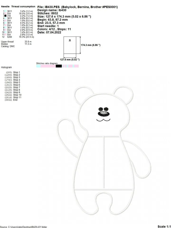 Machine embroidery designs set for babies: Soft toy, Rattle and Bear application Project in the hoop