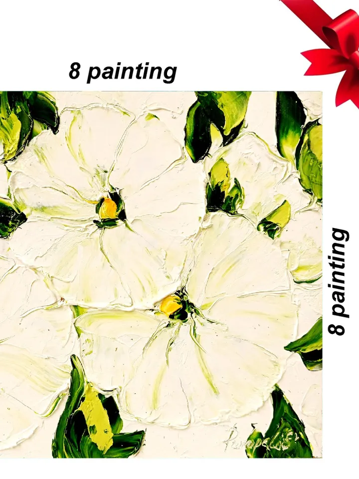 Delicate Flowers Art Original Art Flowers Painting Roses Artwork Impasto Painting Abstract Flowers Art 8 by 8" by ArtProkopaloSv