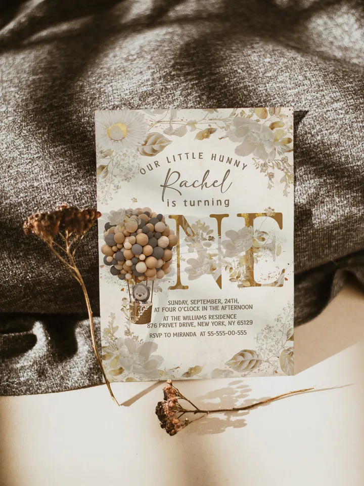 Winnie the Pooh Inspired First Birthday; Classic Winnie Pooh Invitations; Neutral Winnie Pooh Turning One; Winnie Pooh Birthday Party