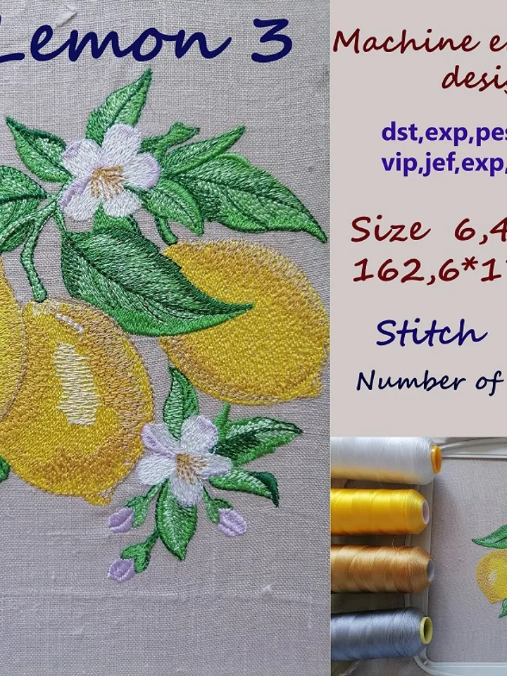 Lemon 3 7x11 Embroidery Design