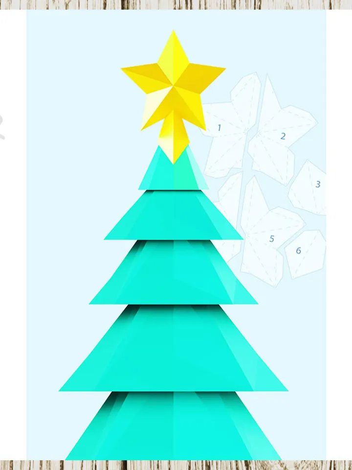 DIY Paper Star Tree Topper (5 sizes), Papercraft template