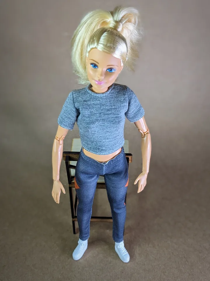 Gray T-shirt & leggins for 1/6 scale fashion female dolls