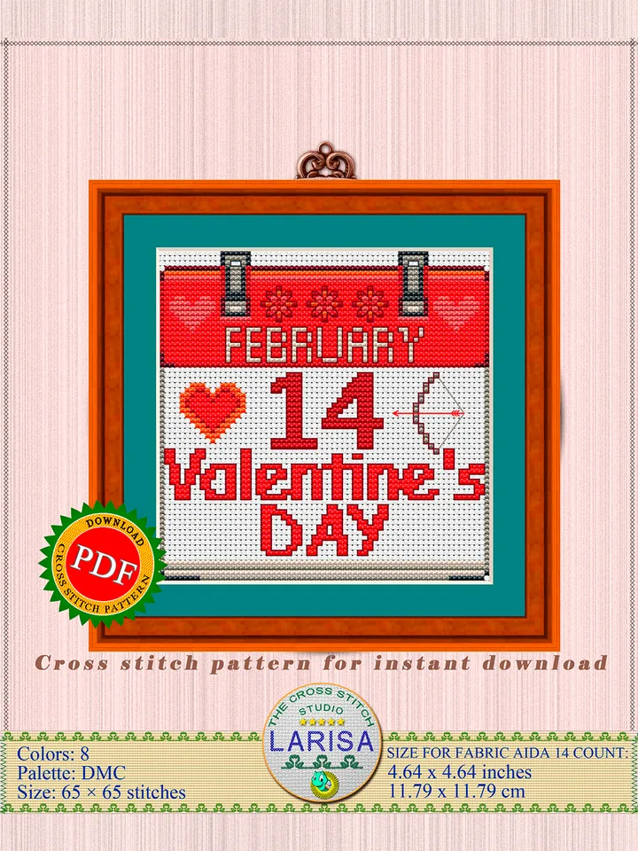 Valentine’s Day Cross Stitch Pattern | February 14