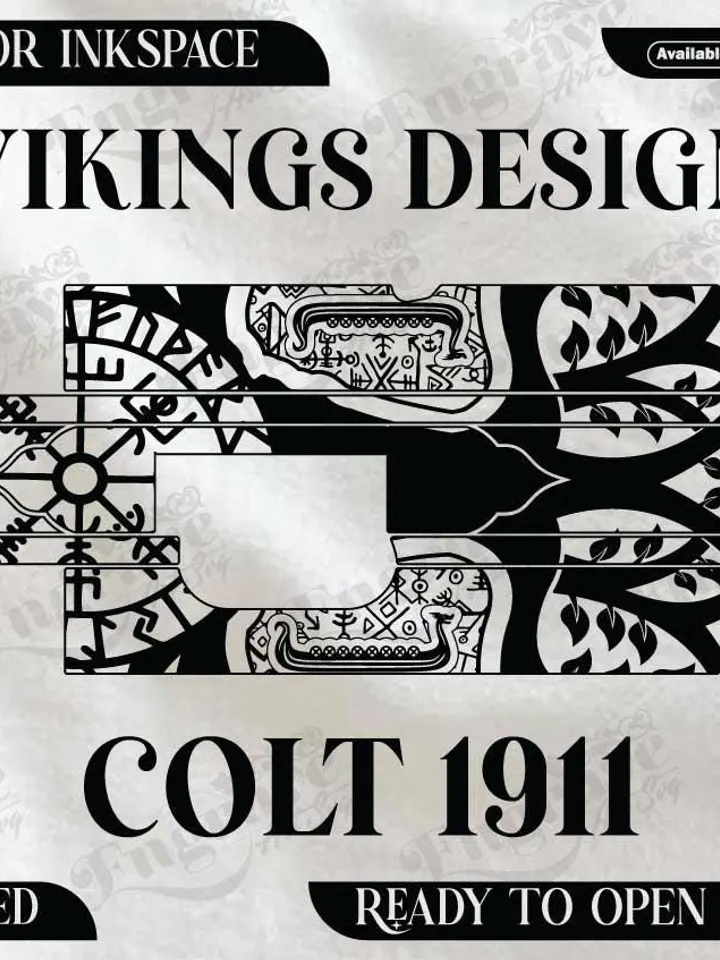 COLT 1911 Vikings Design,lasercut,laserengraving,fiberlaser,engravingfiles