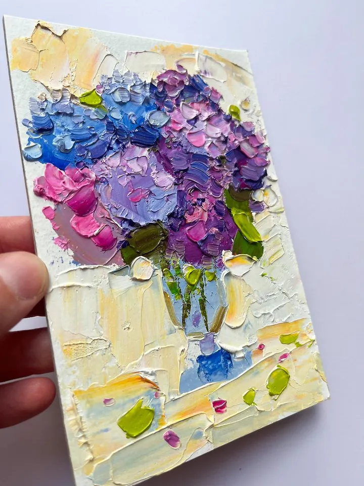 Hydrangea painting Small Original Painting Flower Art