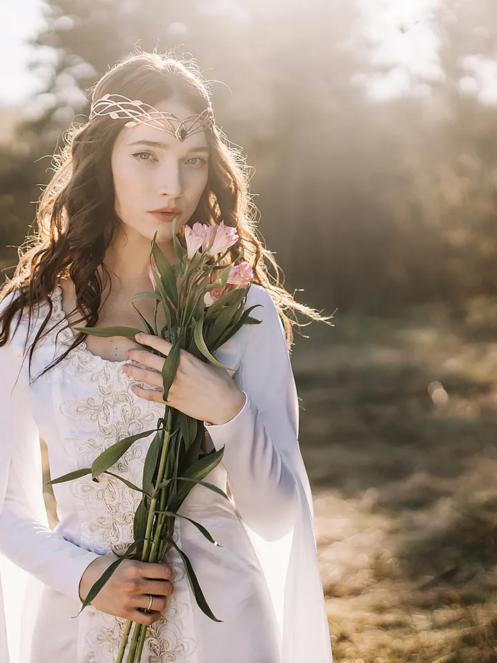 Tiara for wood nymph from branches and leaves Crown of Forest dryad Silver diadem, fantasy fairy elven Princess Palurien
