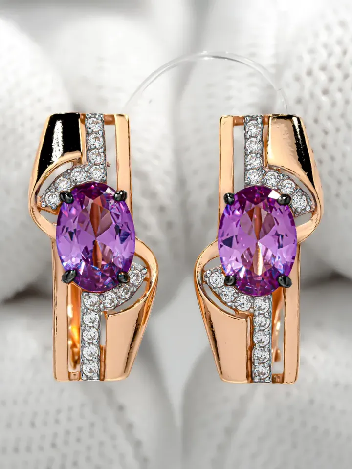 Earrings jewelry Silver gold plated 925 assay value with alexandrite