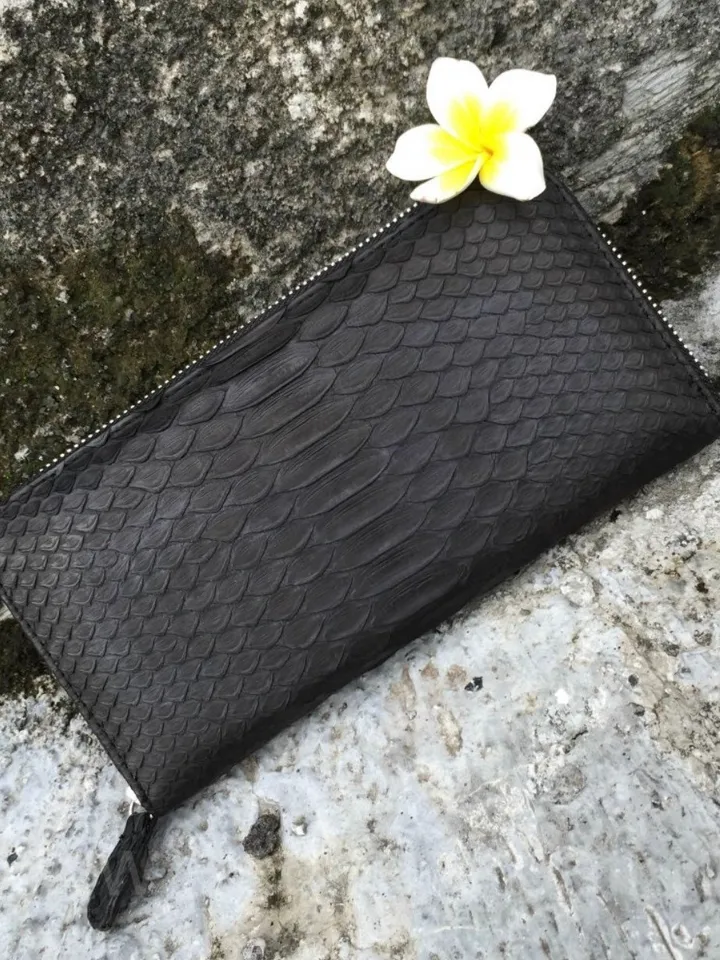 FAST SHIPPING Wallet Black Genuine Python Skin | Exotic skin wallet | Unisex Wallet | Big Wallet | Men Leather Wallet | | Handmade Wallet