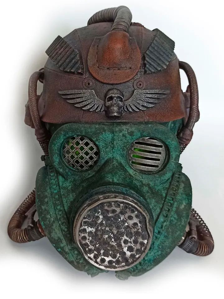 Exclusive helmet in post-apocalyptic steampunk cyberpunk styles
