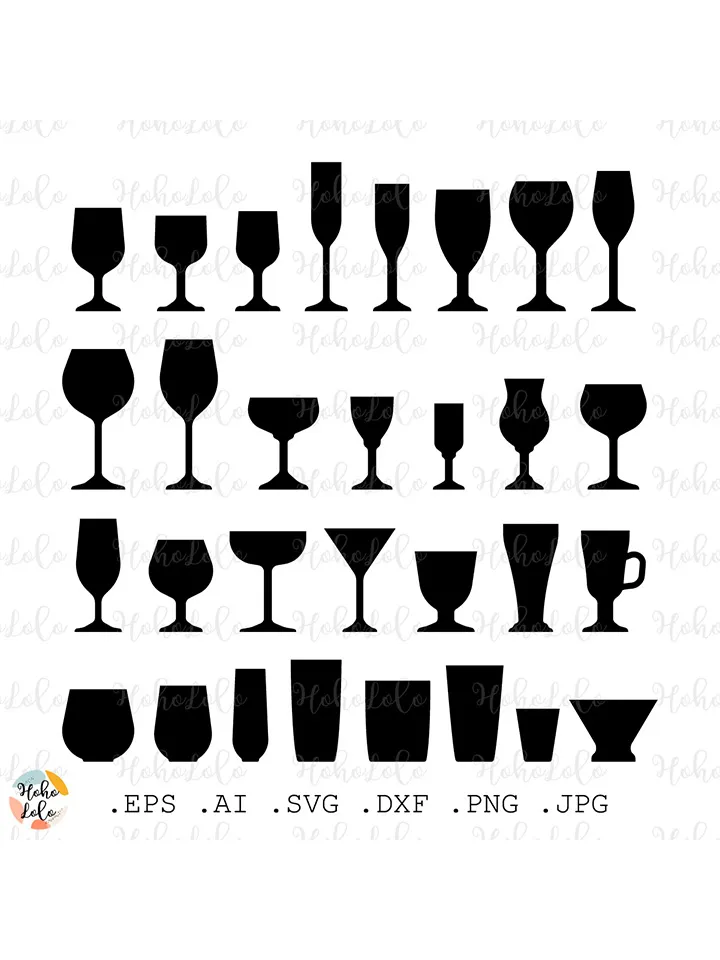 Wine Glasses Svg, Wine Glasses Silhouette, Wine Glasses Cricut, Wine Glasses Stencil, Wine Glasses Template Dxf, Wine Glasses Clipart Png