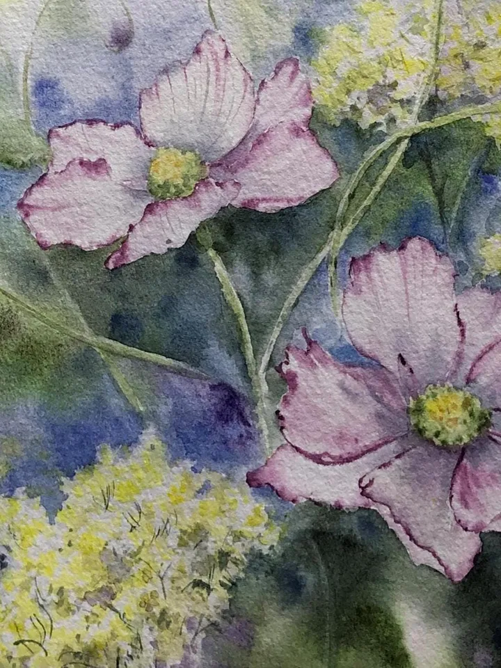 Flowers Original Painting Wildflowers Watercolor Floral Wall Art Meadow Painting