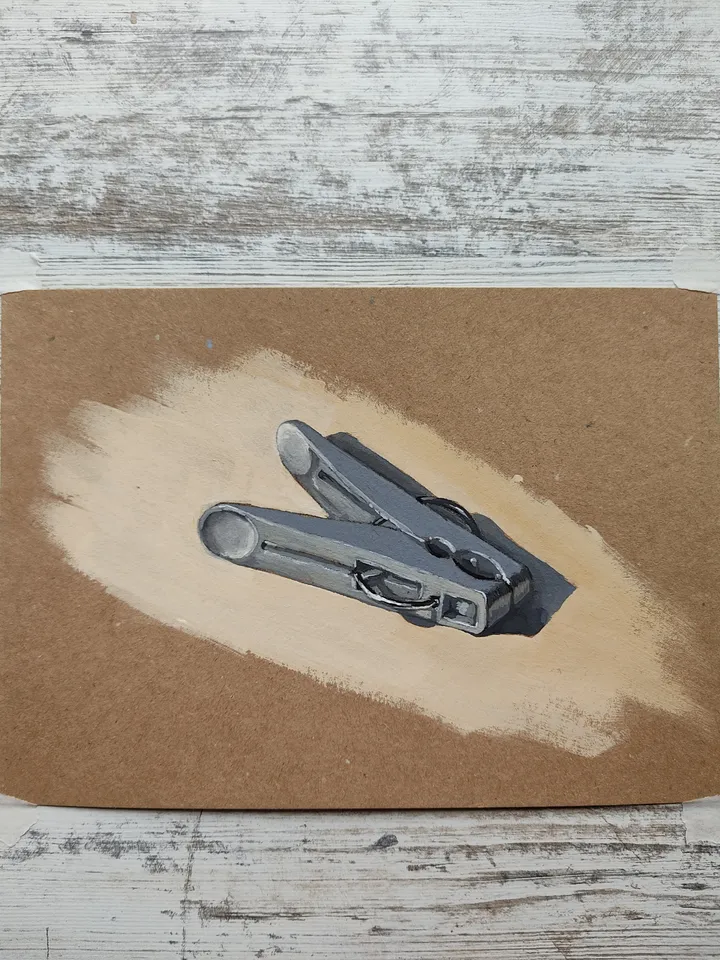 Clothespin. Original gouache painting.