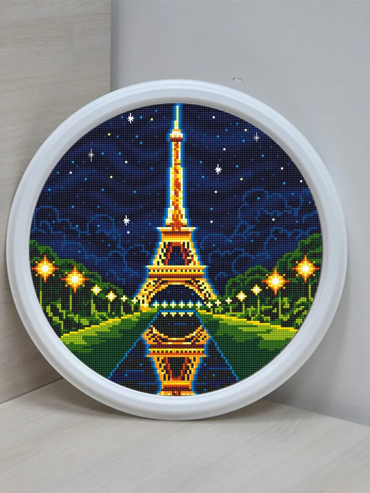 Eiffel Tower cross stitch pattern PDF download Night France Paris cross stitch Modern nature starry sky stitch chart DIY Home decor #E4