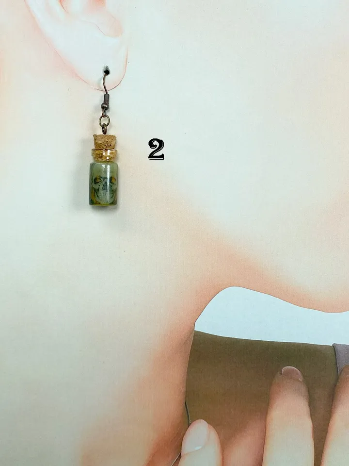 Creative handmade earrings. Interesting idea. Author's design. Earrings for Halloween.
