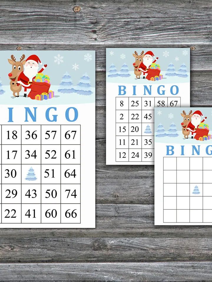 Santa Rudolf bingo game,Christmas bingo game card,Christmas Bingo Printable,Holiday Bingo Cards,INSTANT DOWNLOAD--57