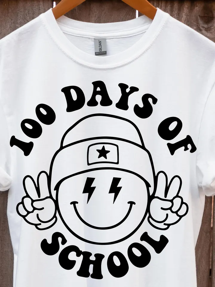100 days of school SVG, Happy 100 days SVG, Retro Smiley Face Png, 100 days Teacher Shirt, Svg Files for Cricut