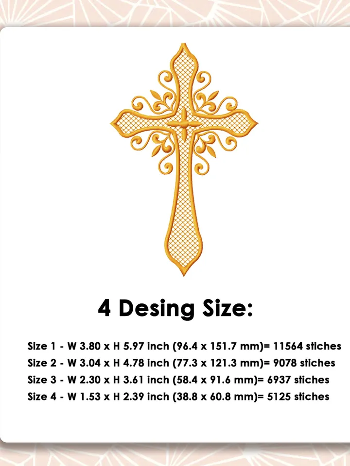 Set of 4 Religious cross embroidery design Machine embroidery pattern, Embroidery files christian cross, Catholic embroidery Holy cross #R52