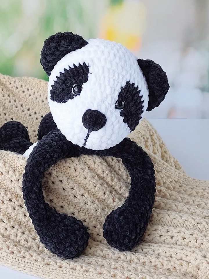 Pattern Crochet Animal Panda, Baby Panda Comforter, Crochet Snuggler Toys, Amigurumi Lovey, PDF Tutorial in English.
