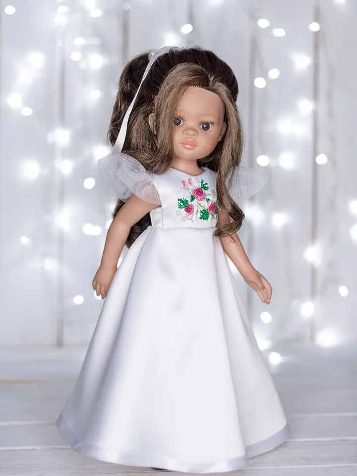 Beautiful White dress for Paola Reina doll 13 inch, Doll clothes, Paola Reina clothes, Dolls outfit, Fluffy doll dress