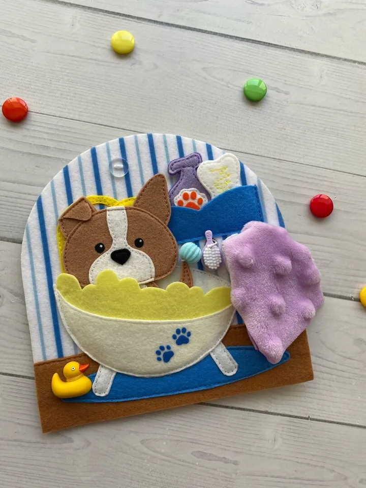 Felt Dog house pattern pdf, Quiet book Dollhouse pattern, Pet Felt book pattern svg, Felt dog Pattern, Busy book pattern for girl