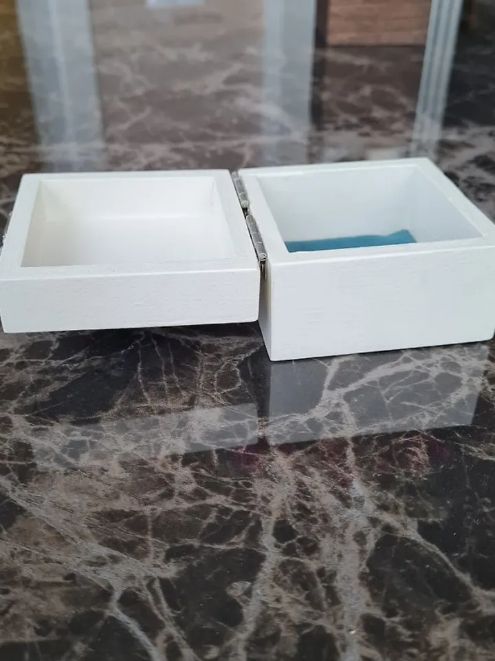 Wood handmade rings box White trinket box Berries decor on lid Gift storage box