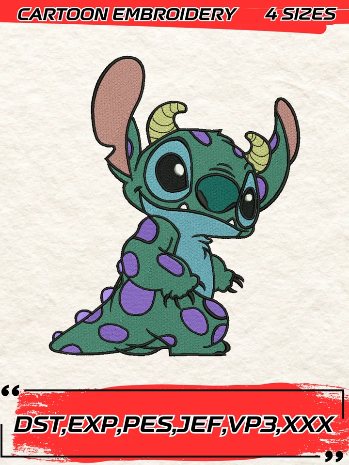 Stitch Monster Embroidery Designs,Lilo & Stitch Embroidery Design ,Machine Embroidery Design File,4 Sizes, Digital Download