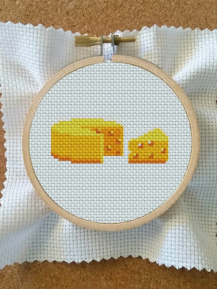 Cheese small cross stitch pattern PDF Mini cross stitch chart, Minimalistic food cross stitch Instant download PDF, Cheese lover gift #F13