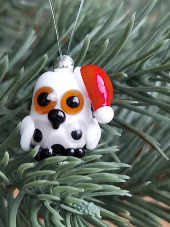 Polar owl ornaments owl gifts owl decor Christmas ORNAMENTS Christmas gifts Glass figurines Christmas tree blown glass art arctic animals