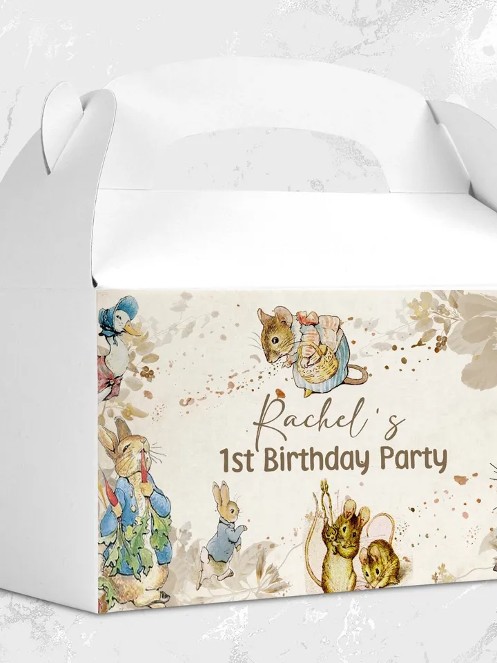 Editable Gable Box Label Peter Rabbit First Birthday party Gable box label; Peter Rabbit Party Birthday ; pr1