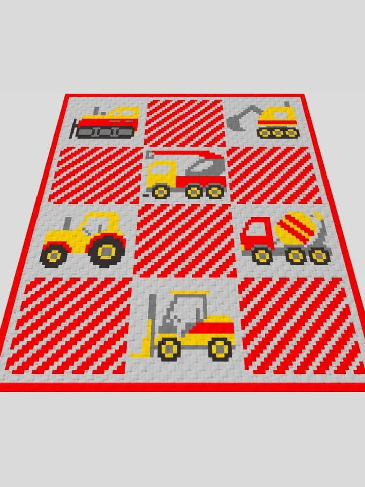 Crochet C2C Construction Vehicle graphgan blanket pattern PDF