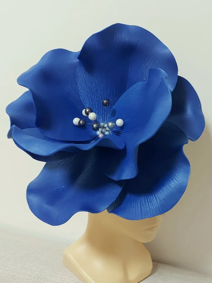 Large anemone Fascinator Kentucky Derby Hat, blue Flower headband, Tea Party Hat, Festival hat, Flower Hair Clips Fashion 2024