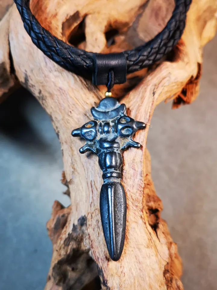Gandhanra Antique Cross Vajra Phurba Amulet,Kila,Kilaka Pendant,Made of Thokcha,70 Years Old