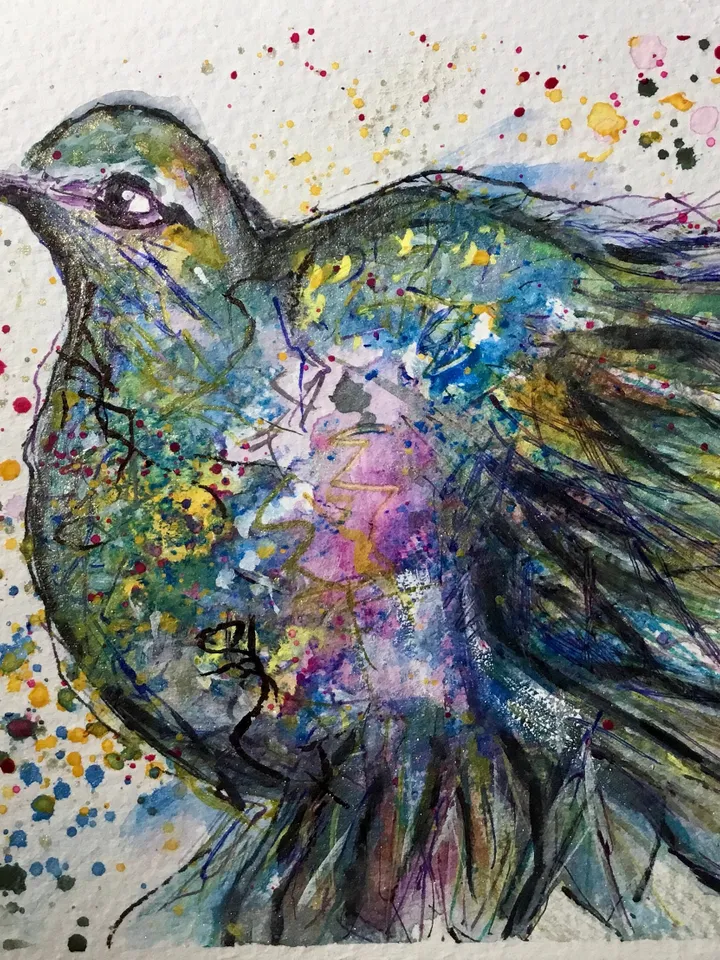 Set of 2 hummingbirds original watercolour painting,diptych birds watercolor painting,small paintings unique love gift
