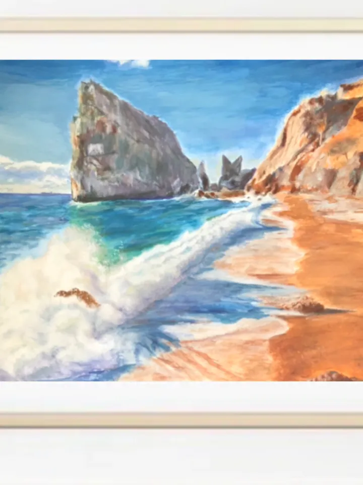 Seascape wall art painting realism original gouache painting handmade