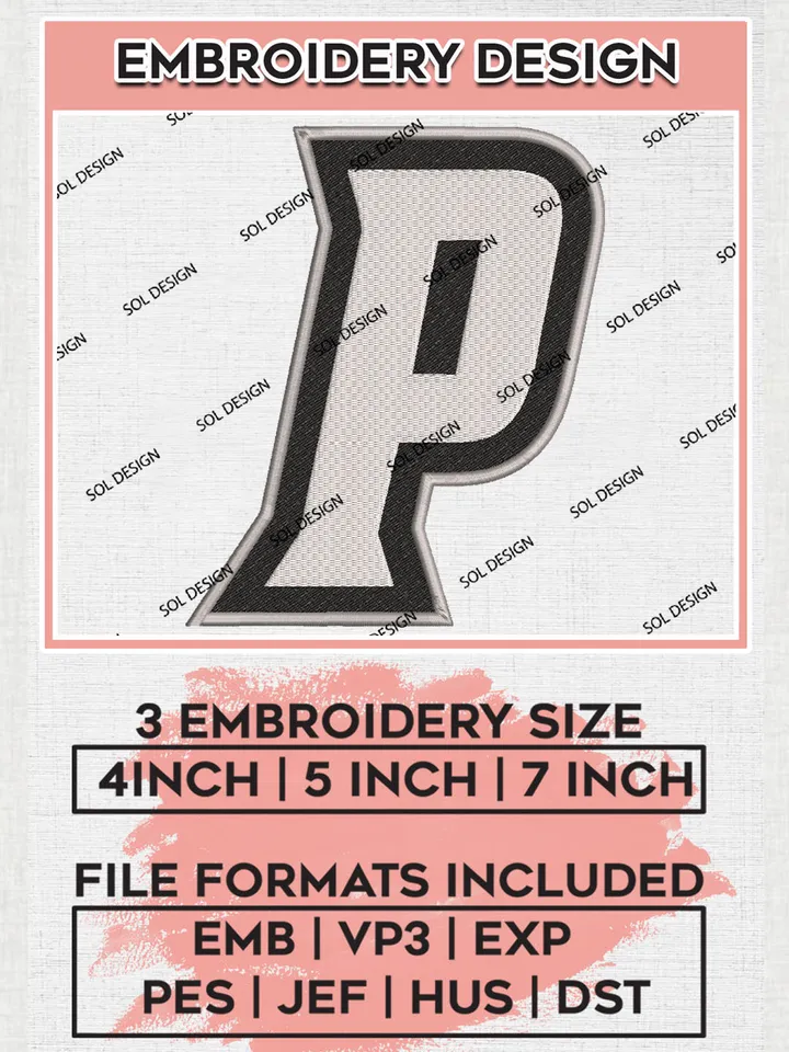 NCAA Providence College Team Letter Logo Embroidery Design Files, NCAA Providence Friars Machine Embroidery, NCAA Teams, 3 sizes, NCAA Machine embroidery designs, Digital Download
