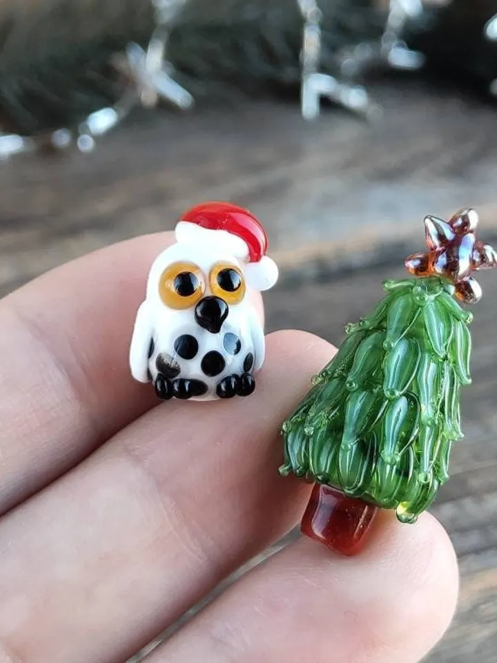 Owl figurine Glass owl Terrarium figurine Miniature animal Owl gift Owl miniature tiny owl  Owl sculpture Owl ornament Glass animal figurine