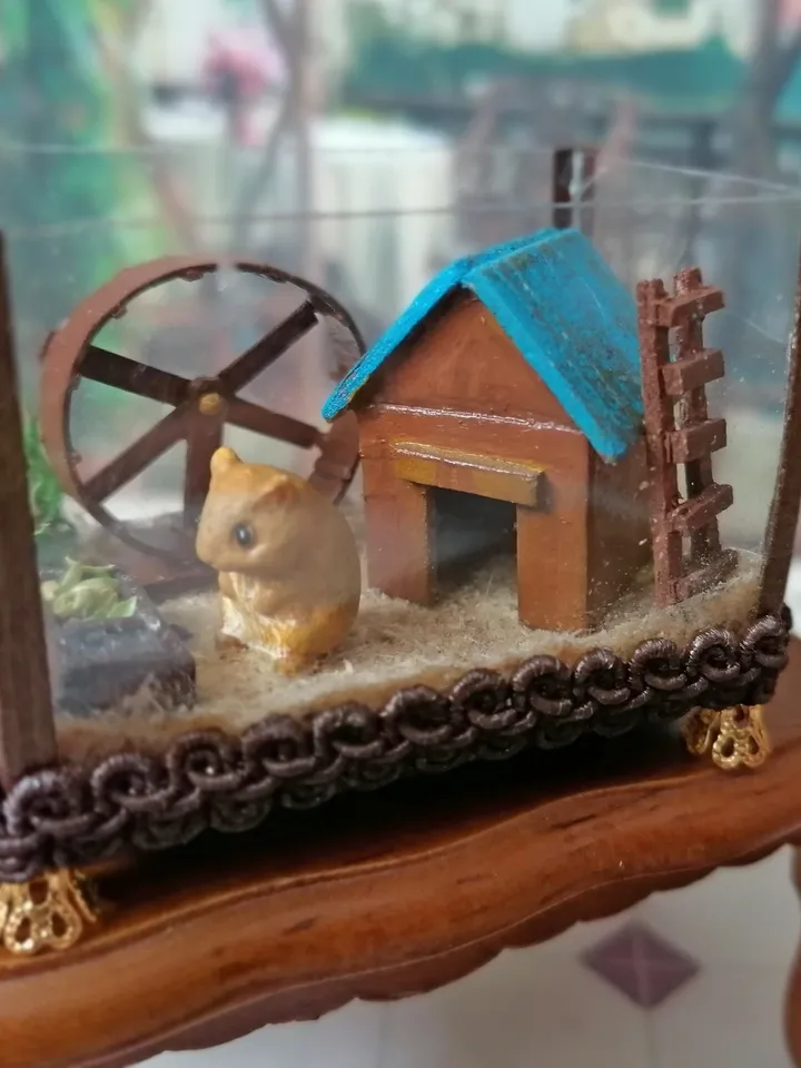 Terrarium with a hamster. Hamster cage. Puppet miniature.1:12 scale.