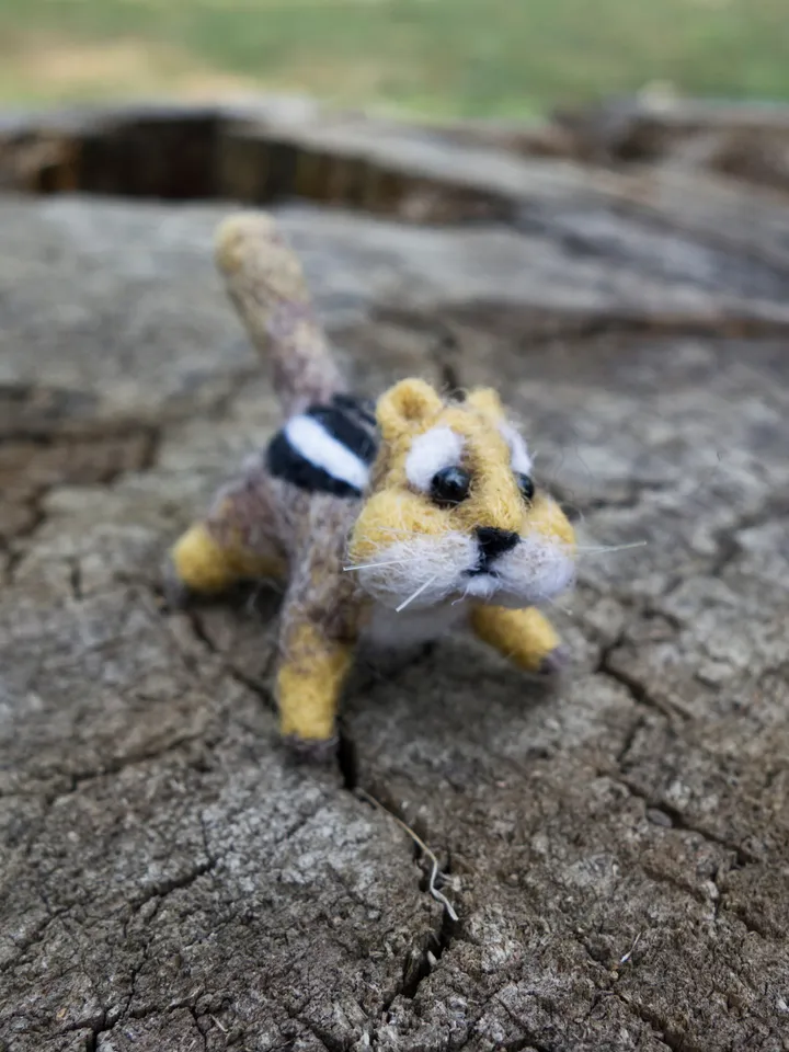 Cashew the chipmunk, miniature needle felted animal, gift for her, tiny chipmunk, made to order