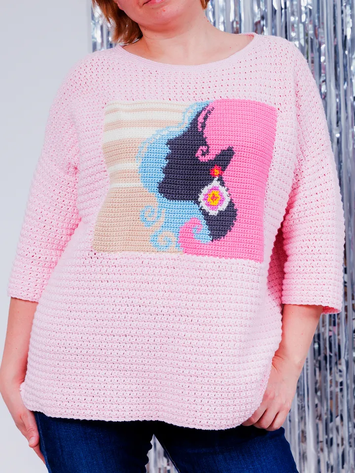 Intarsia Oversized Sweater Gloria Crochet Pattern