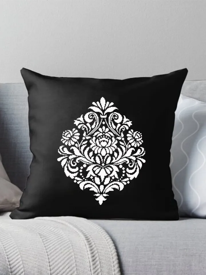 Floral damask ornament cross stitch pattern PDF download Flower mandala cross stitch chart, Floral scroll, Damask pattern digital PDF #M251