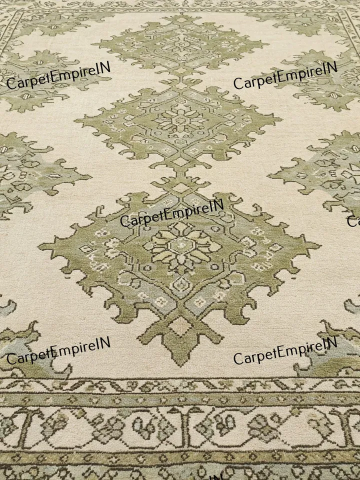 Exquisite Green floral Oushak Hand Knotted Rug4x6,5x8,6x9,8x10,9x12,10x14, Handmade Rugs for Living Room-Antique Contemporary rug,kids rug.