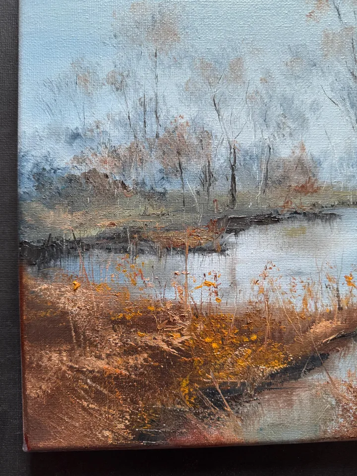 Landscape Oil Painting Original Forest Artwork River Landscape