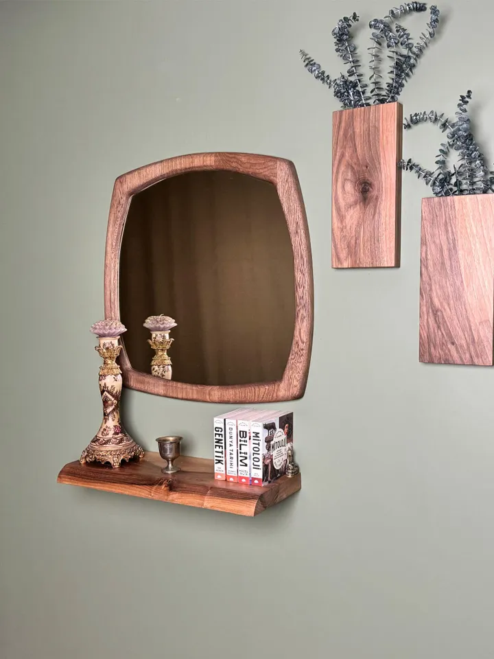 Square Mirror,White Oak Mirror, Walnut Framed Mirror, Mid Century Mirror, Organic Mirror, Wood Framed Mirror,Aesthetic mirror,Changing room.