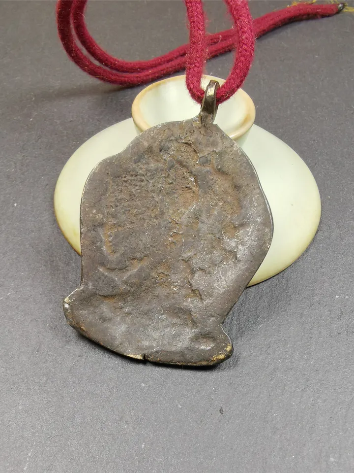 Gandhanra Vintage Tibetan Buddhism Amulet Badge,Fire Vajra Sword of Wisdom Buddha Manjushri, Made of Copper,2.2" × 1.8"