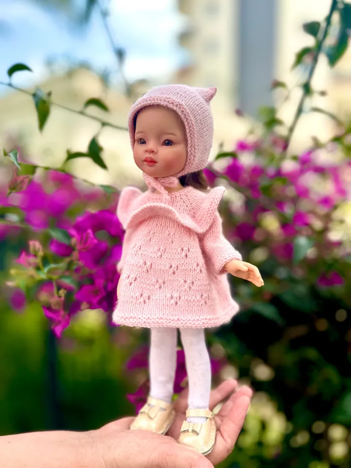 Paola Reina Doll 4 ITEMS Set: Exclusive Handmade Outfit - Dress, Tights, Shoes, Kitty-hat
