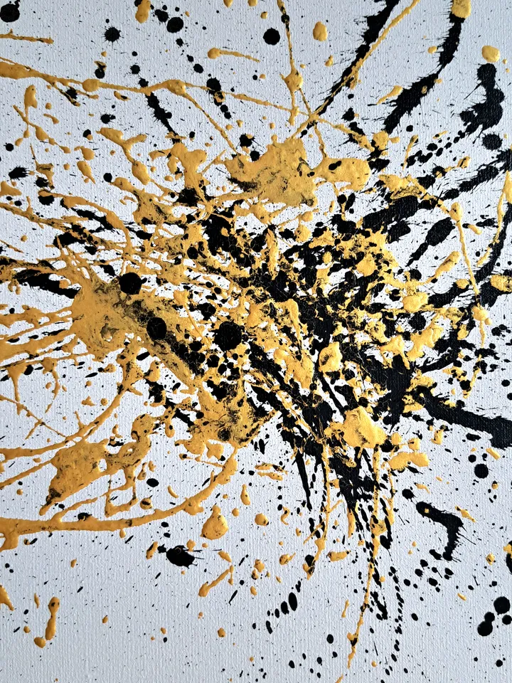 Painting with gold paint "Oil (Petroleum)" abstract black with gold contemporary art