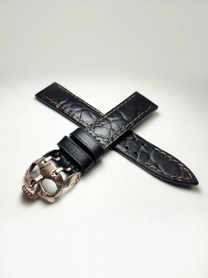 Watch strap bronze skull buckle