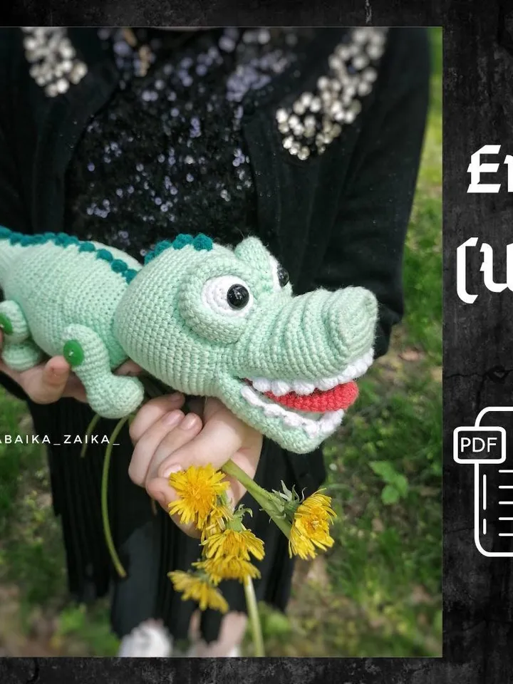 PDF Amigurumi Funny Crocodile Amigurumi Animal Funny crochet crocodile Crochet crocodile pattern crocheted alligator pattern crochet animal