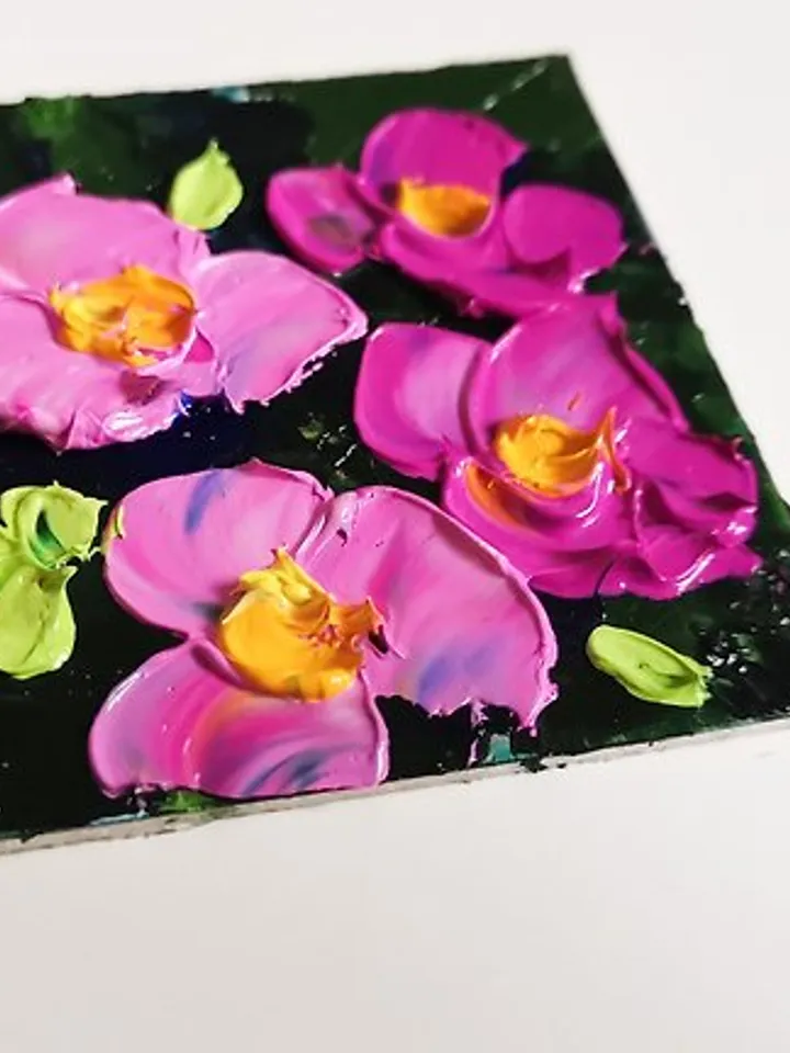 Chinese Roses 油畫原作 Original Art 手工油畫 Cute Flowers 油畫 Oil Painting Small Verafe